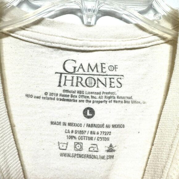 Game of Thrones Shirt Short Sleeve Targaryen Graphic Tee Cream Red Sz Large - Picture 4 of 5